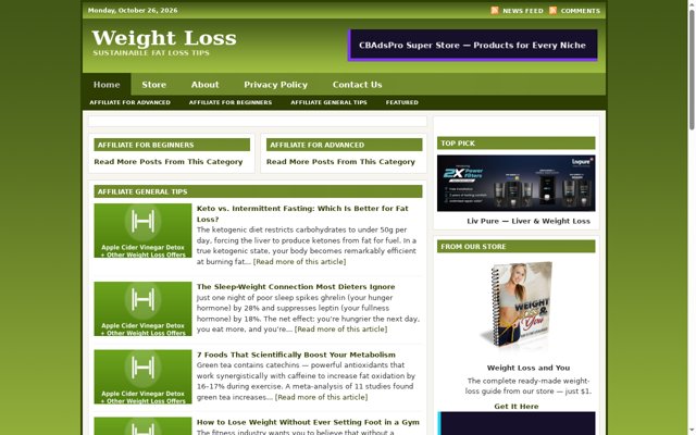 Weight Loss Modern sample blog screenshot