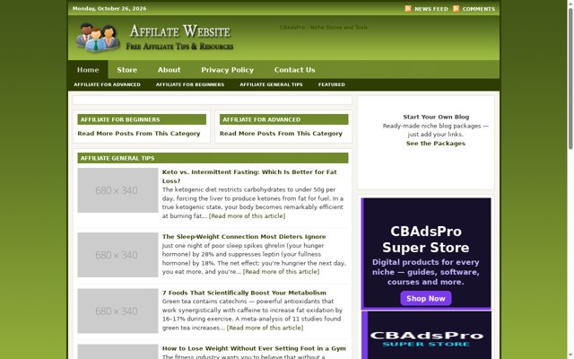 Weight Loss Vintage sample blog screenshot